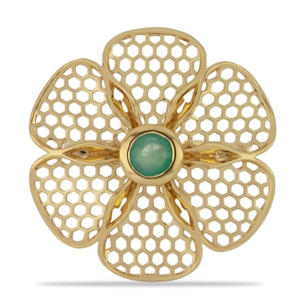 BUY 925 SILVER EMERALD TRANSPARENT GEMSTONE FLORAL RING