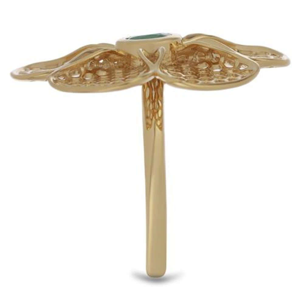 BUY 925 SILVER EMERALD TRANSPARENT GEMSTONE FLORAL RING