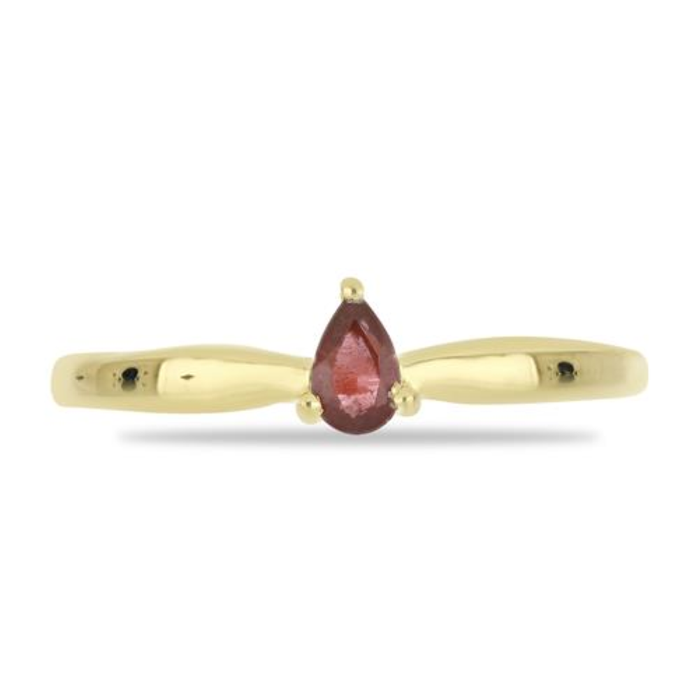 BUY 925 SILVER GOLD PALTED WITH GLASS FILLED RUBY GEMSTONE RING