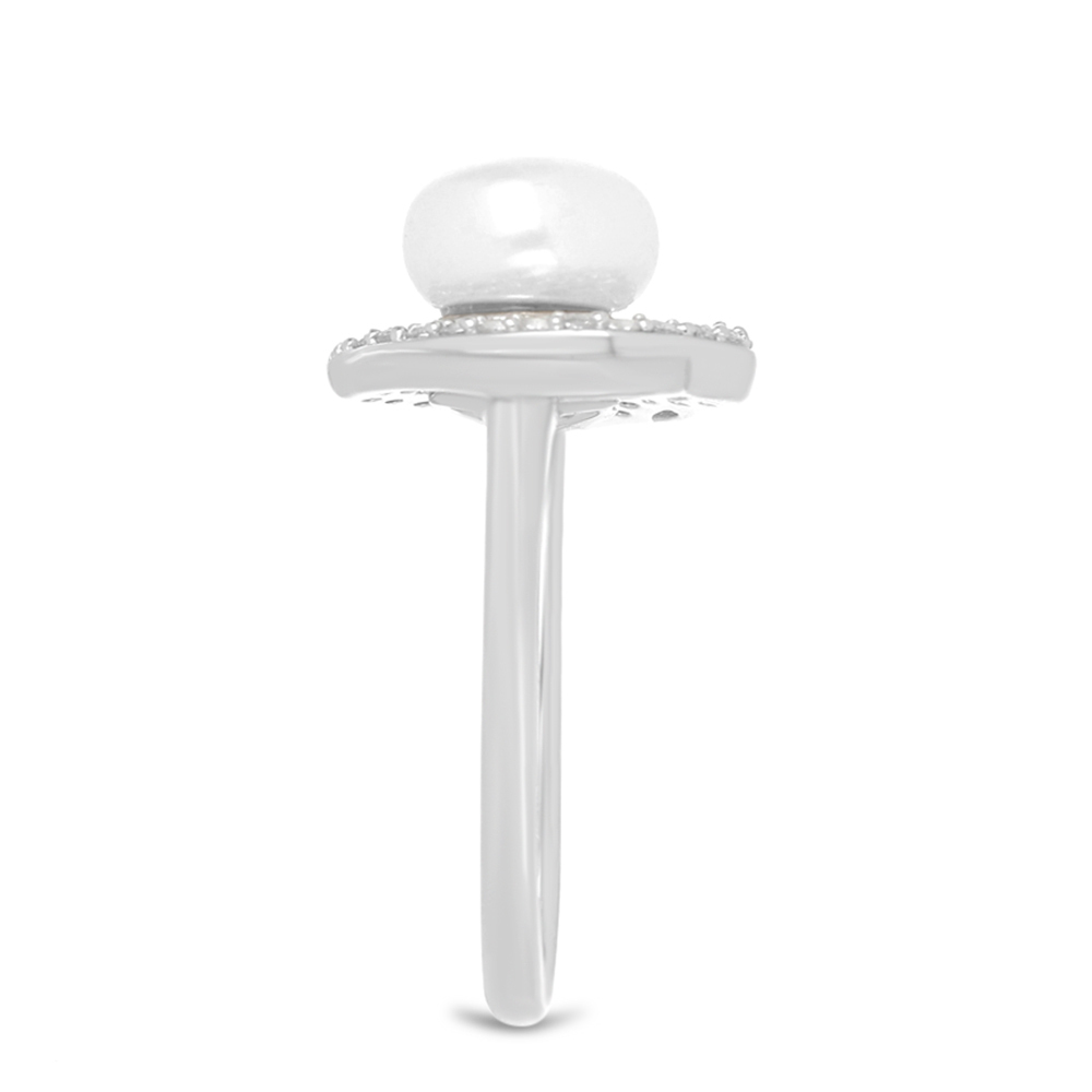 BUY WHITE FRESHWATER PEARL GEMSTONE RING IN 925 SILVER