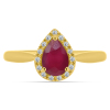 BUY 14K GOLD NATURAL RUBY GEMSTONE HALO RING