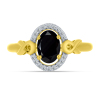 BUY 14K GOLD WITH BLACK SAPHIRE GEMSTONE HALO RING
