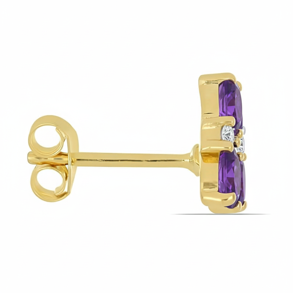 14K Gold Amethyst Clover Diamond Cluster Exporter in USA