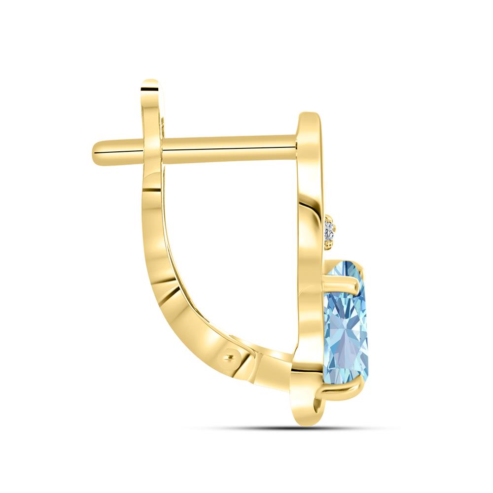 Bulk 14K Gold Oval Aquamarine Halo-Embrace Earrings English Lock Back Findings Premium Jewelry Wholesale Partner