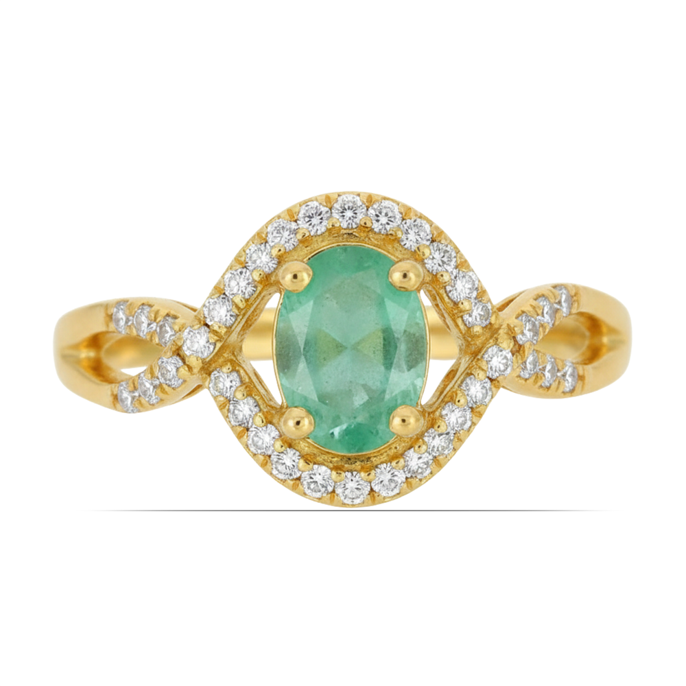 BUY 14K GOLD NATURAL EMERALD GEMSTONE CLASSIC RING