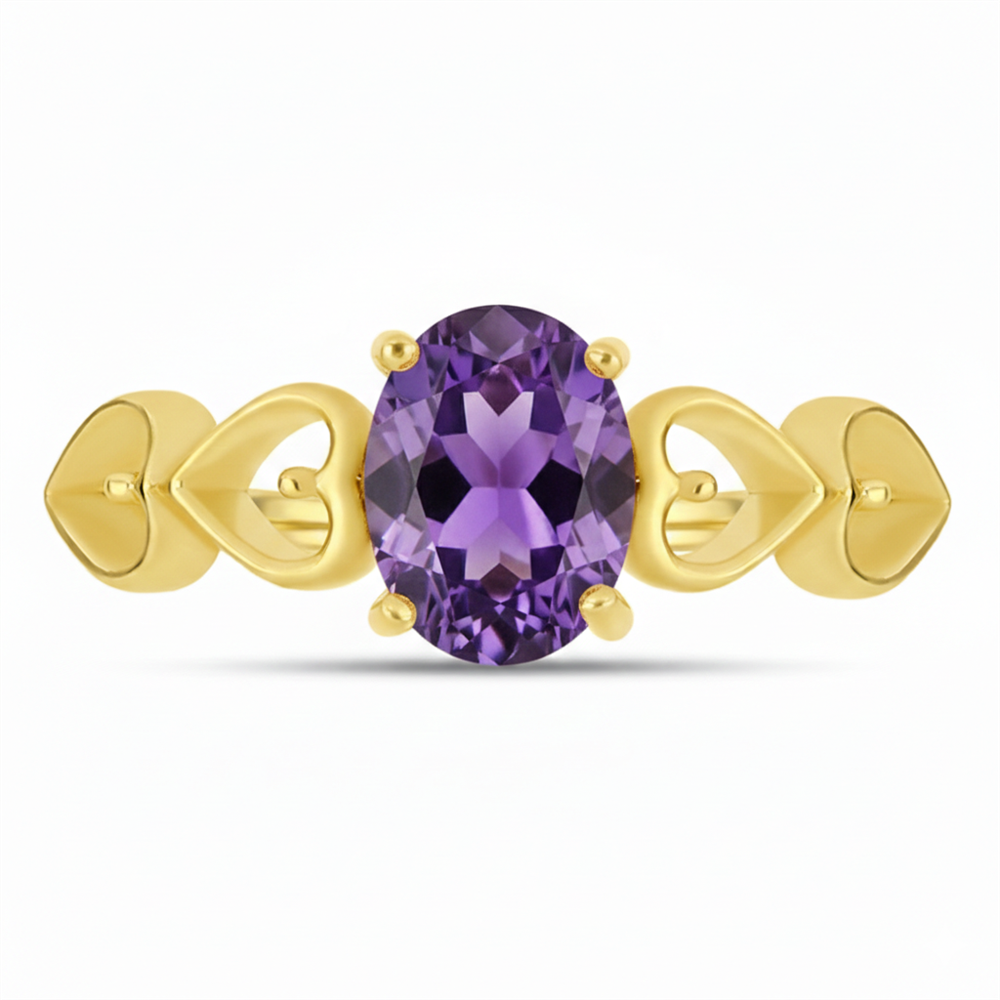 BUY 14K GOLD WITH AMETHYST GEMSTONE SINGLE STONE RING