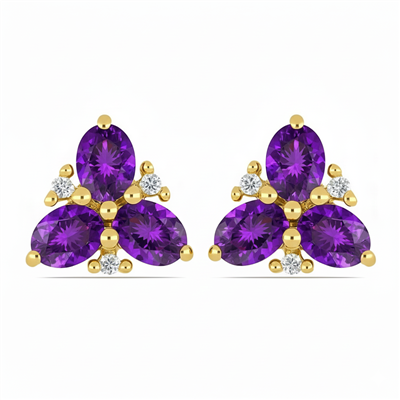 14K Gold Amethyst Clover Diamond Cluster Exporter in USA