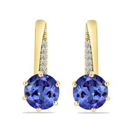 BUY NATURAL TANZANITE GEMSTONE EARRING IN 14K GOLD