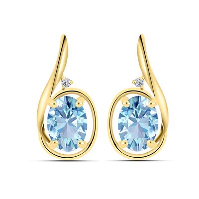 Bulk 14K Gold Oval Aquamarine Halo-Embrace Earrings English Lock Back Findings Premium Jewelry Wholesale Partner