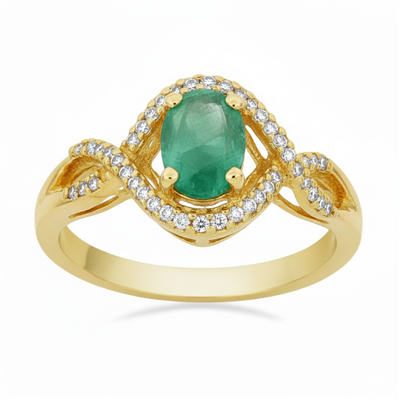 BUY 14K GOLD NATURAL EMERALD GEMSTONE CLASSIC RING