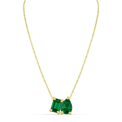 BUY 14K GOLD FANCY NECKLACE WITH NATURAL EMERALD GEMSTONE 