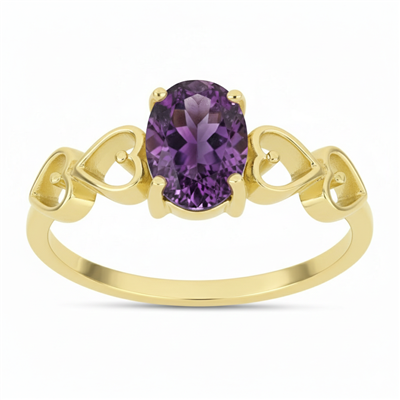 BUY 14K GOLD WITH AMETHYST GEMSTONE SINGLE STONE RING