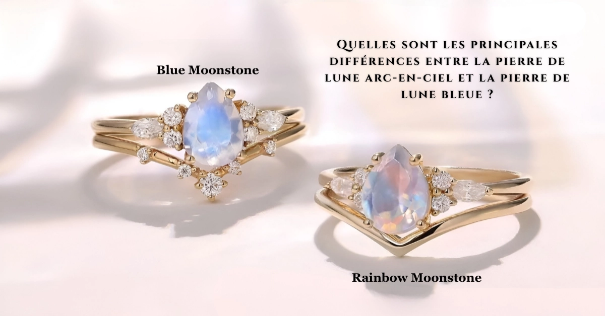 Quelles sont les principales différences entre la pierre de lune arc-en-ciel et la pierre de lune bleue - JEWELPIN BLOG BANNERS