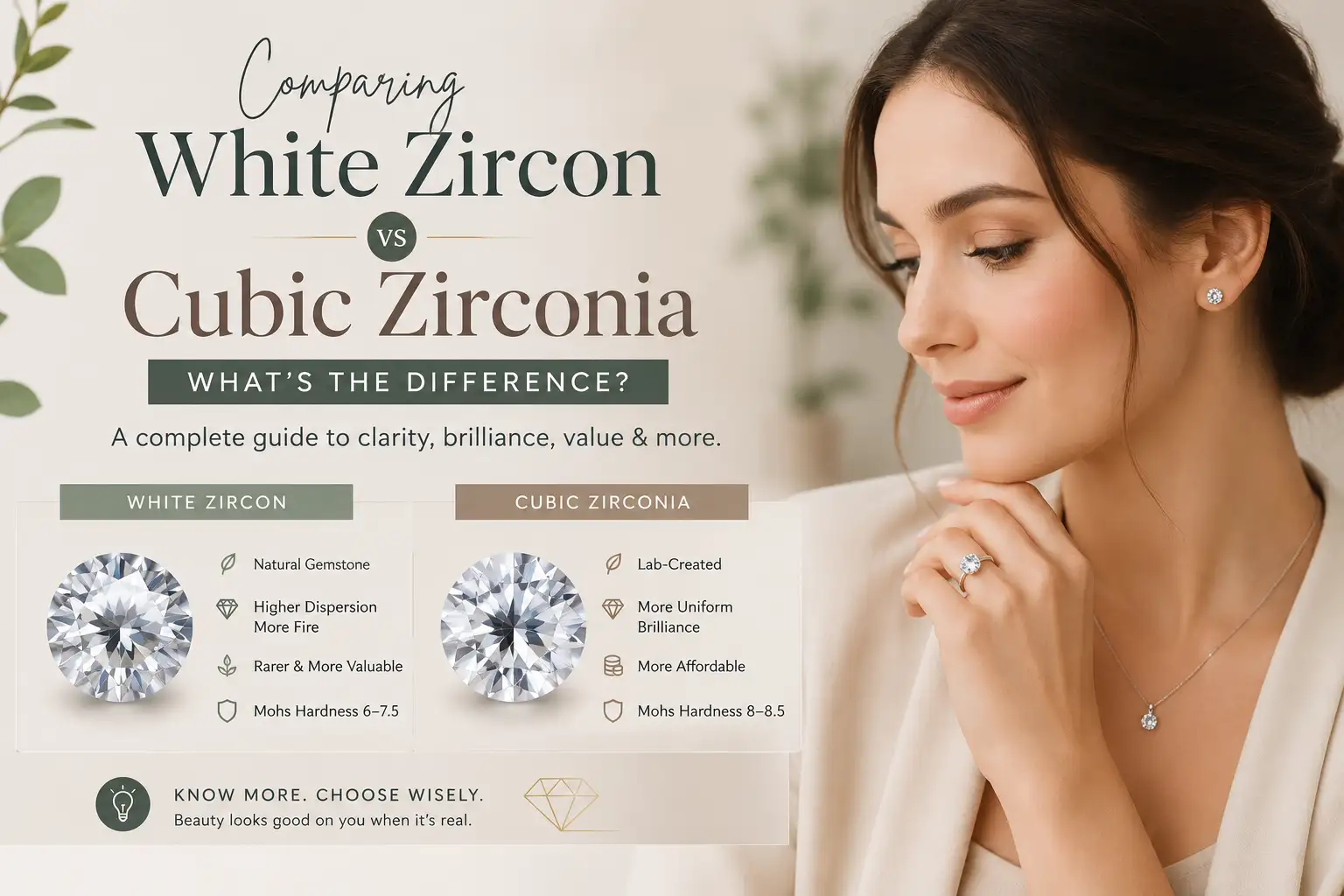 Comparing White Zircon vs Cubic Zirconia What's the Difference-JEWELPIN