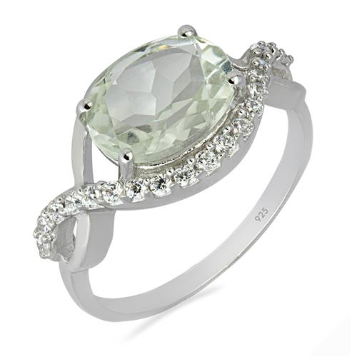 BUY GREEN AMETHYST GEMSTONE CLASSIC RING IN 925 SILVER