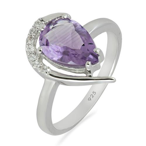 BUY STERLING SILVER BRAZILIAN AMETHYST GEMSTONE CLASSIC RING