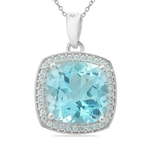 925 SILVER NATURAL SKY BLUE TOPAZ GEMSTONE BIG STONE PENDANT