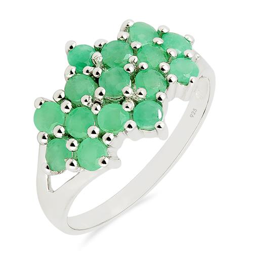 REAL EMERALD CLUSTER RING IN 925 STERLING SILVER 