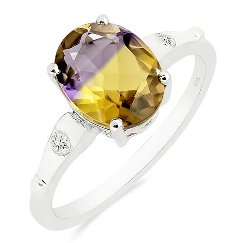  SYNTHETIC AMETRINE GEMSTONE CLASSIC RING IN 925 SILVER 