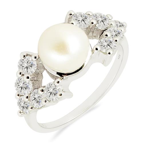 WHITE PEARL RING WITH ZIRCON #VR017151