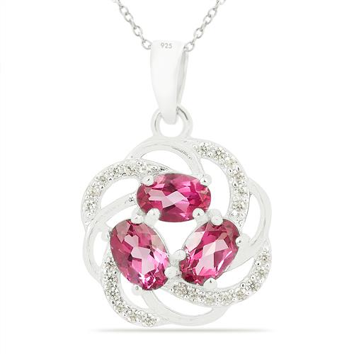 REAL PINK TOPAZ GEMSTONE PENDANT IN STERLING SILVER