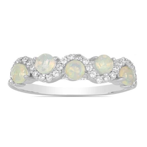 STERLING SILVER NATURAL ETHIOPIAN OPAL MULTI STONE RING