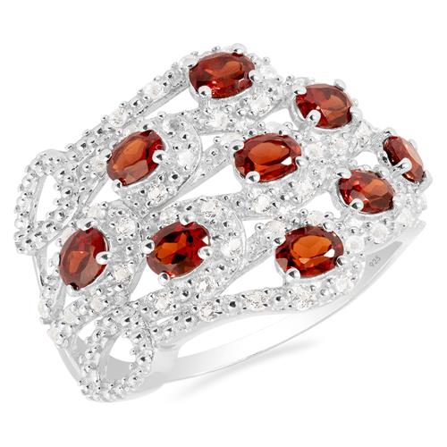 STERLING SILVER NATURAL GARNET GEMSTONE RING