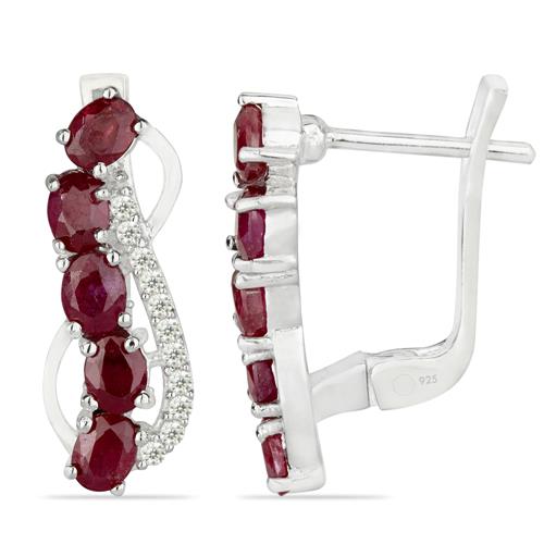 RUBY SILVER EARRING WITH WHITE ZIRCON #VE020164