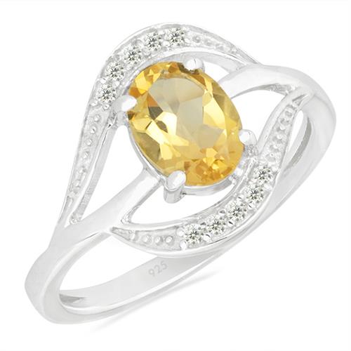 BUY NATURAL CITRINE GEMSTONE CLASSIC RING IN 925 SILVER