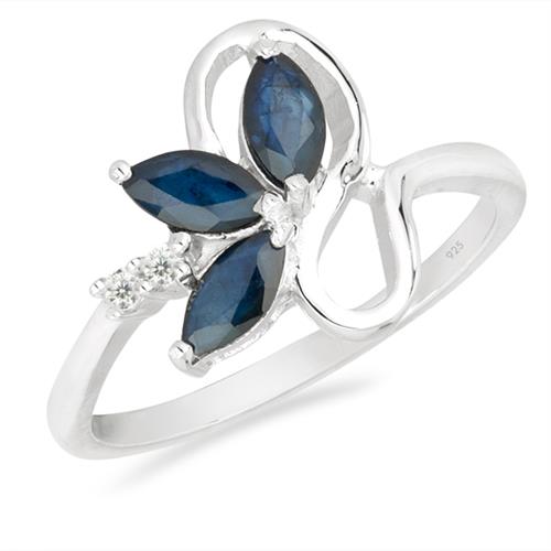 BUY NATURAL BLUE SAPPHIRE GEMSTONE RING IN 925 SILVER