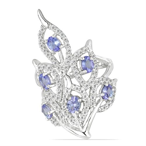 SHARE:   BUY 925 SILVER NATURAL TANZANITE GEMSTONE LEAF RING