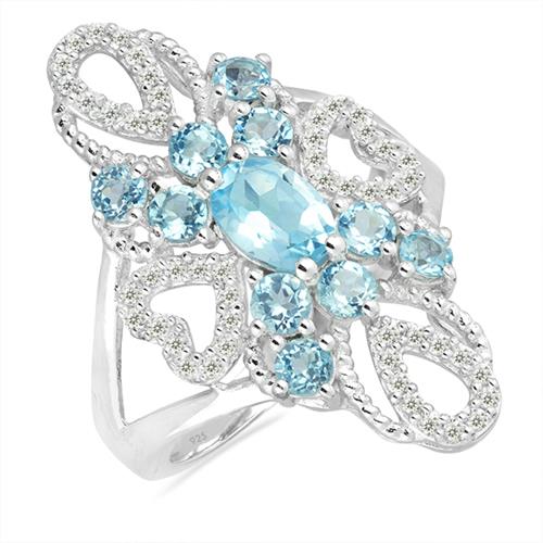 BUY 925 STERLING REAL SKY BLUE TOPAZ GEMSTONE RING