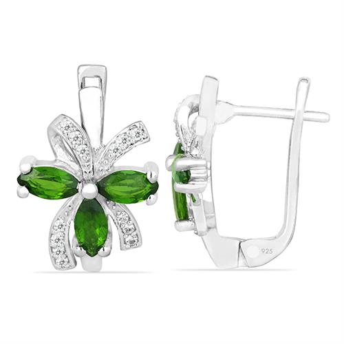 CHROME DIOPSITE SILVER EARRING WITH WHITE ZIRCON #VE026541