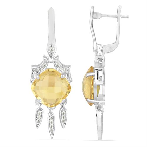CITRINE SILVER EARRING WITH WHITE ZIRCON #VE024583