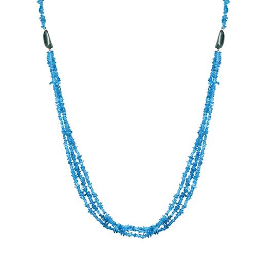 NATURAL NEON APATITE NUGGETS WITH NATURAL EMERALD TUMBLE 34 INCHES NECKLACE #VBJ010031