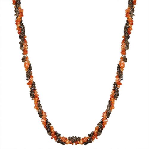 NATURAL CARNELIAN AND SMOKY NUGGETS 32 INCHES NECKLACE #VBJ010035