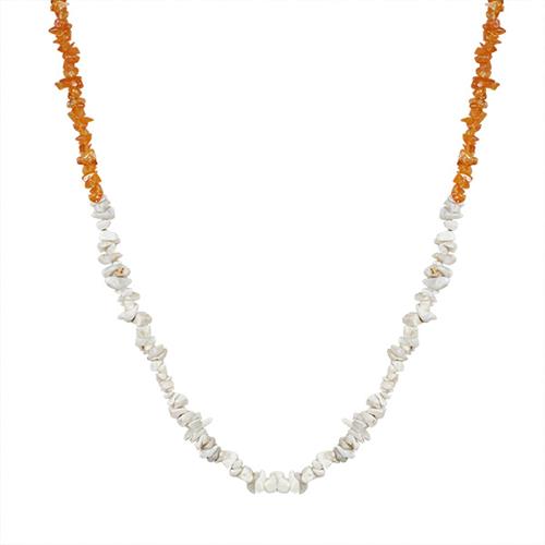 NATURAL WHITE OPAL AND CARNELIAN NUGGETS 32 INCHES NECKLACE 