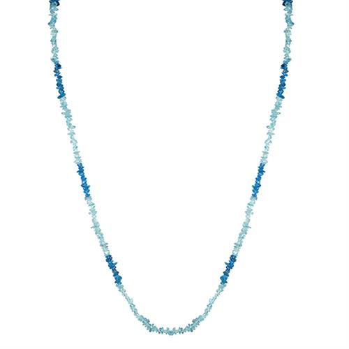 925 SILVER NATURAL NEON AND SKY APATITE GEMSTONE NUGGETS NECKLACE