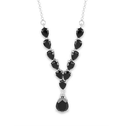 BUY NATURAL BLACK ONYX GEMSTONE NECKLACE IN STERLING SILVER