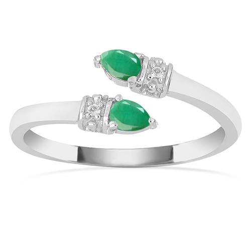 NATURAL EMERALD GEMSTONE STYLISH RING IN 925 SILVER
