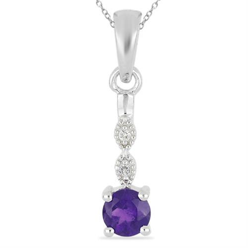 AFRICAN AMETHYST GEMSTONE CLASSIC PENDANT IN 925 SILVER RING