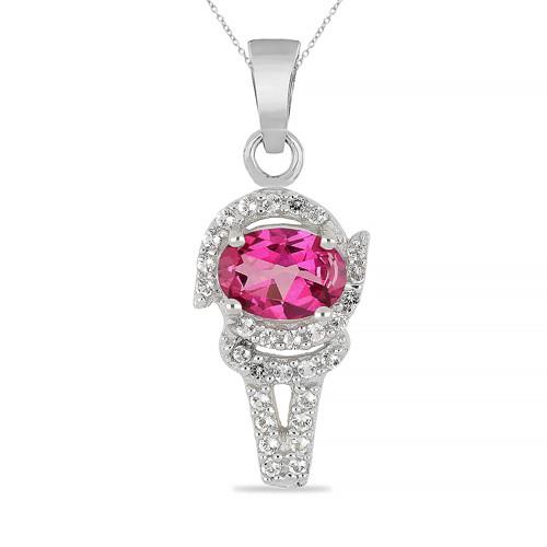 BUY STERLING SILVER REAL PINK TOPAZ GEMSTONE CLASSIC EARRINGS