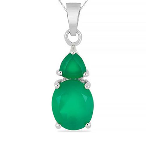 NATURAL GREEN ONYX GEMSTONE PENDANT IN 925 SILVER