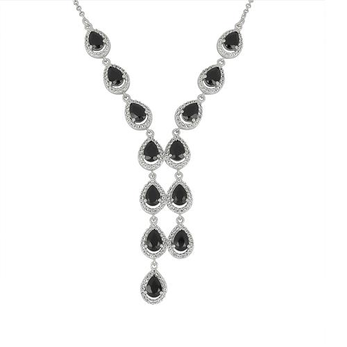 BUY STERLING SILVER NATURAL BLACK ONYX GEMSTONE NECKLACE