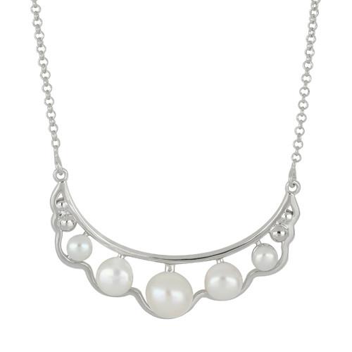 BUY STERLING SILVER REAL WHITE PEARL GEMSTONE STYLISH NECKLACE