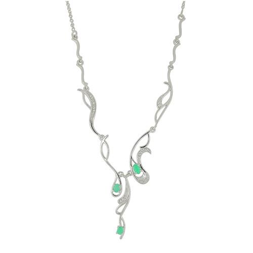 REAL EMERALD GEMSTONE STYLISH NECKLACE IN 925 SILVER