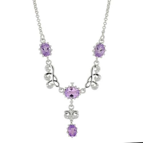 925 SILVER NATURAL PINK AMETHYST GEMSTONE STYLISH NECKLACE