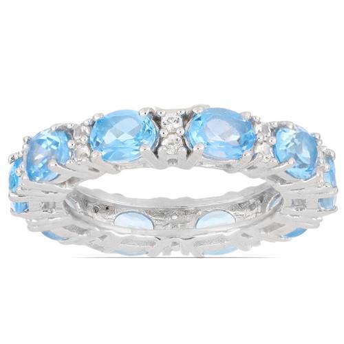 NATURAL SWISS BLUE TOPAZ GEMSTONE RING IN STERLING SILVER