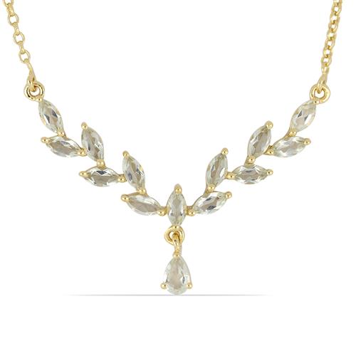BUY 925 SILVER GOLD PLATED NATURAL CRYSTAL GEMSTONE UNIQUE NECKLACE