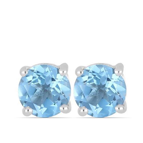 BUY REAL SWISS BLUE TOPAZ GEMSTONE EARRINGS IN 925 SILVER